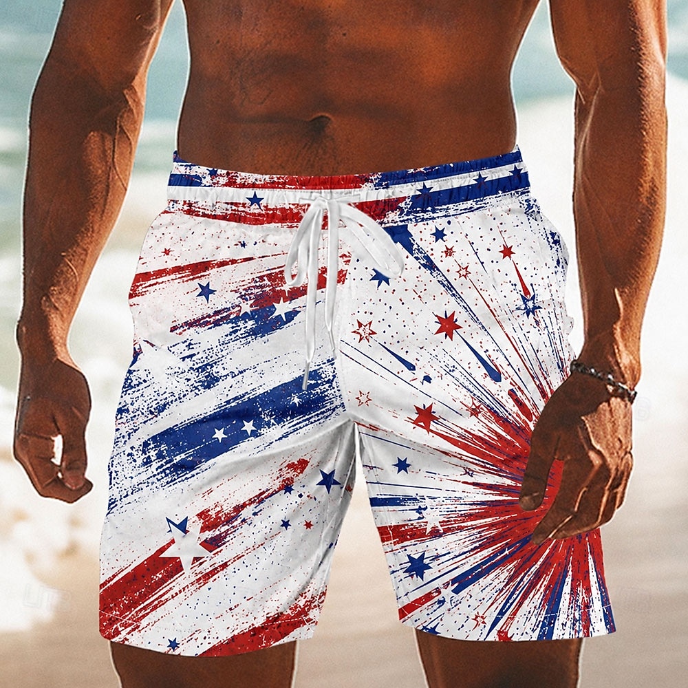 2026 250º Calções de Banho Masculinos com Bandeira Americana Trajes de Banho Shorts de Natação Board Shorts Cintura Média Patrióticos Diários Festival ao Ar Livre Bolsos Laterais Forro de Malha de 2026 por $20.99 –P3
