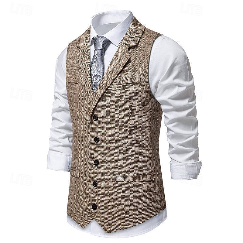 Roaring 20s 1920s Retro Vintage Waistcoat The Great Gatsby Tweed Notched Lapels Fancy Dress Men's Cocktail Party Revival Wedding Party Adults' waistcoat 2026 - $41.99 –P2