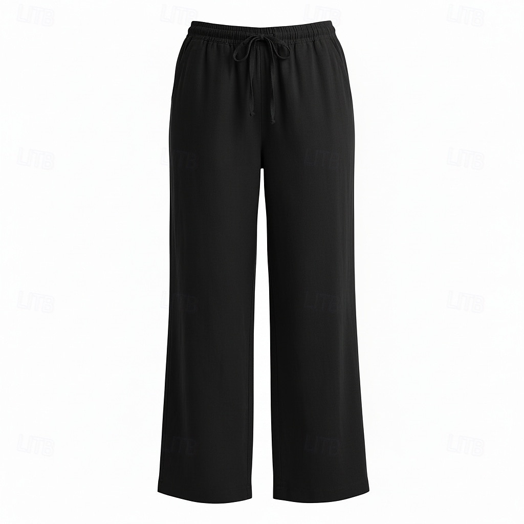 női bő szárú vászon culotte középderekú, teljes hosszúságú, húzózsinóros, zsebes, vakációs bordó, mélyzöld 2026 - $49.99 –P17