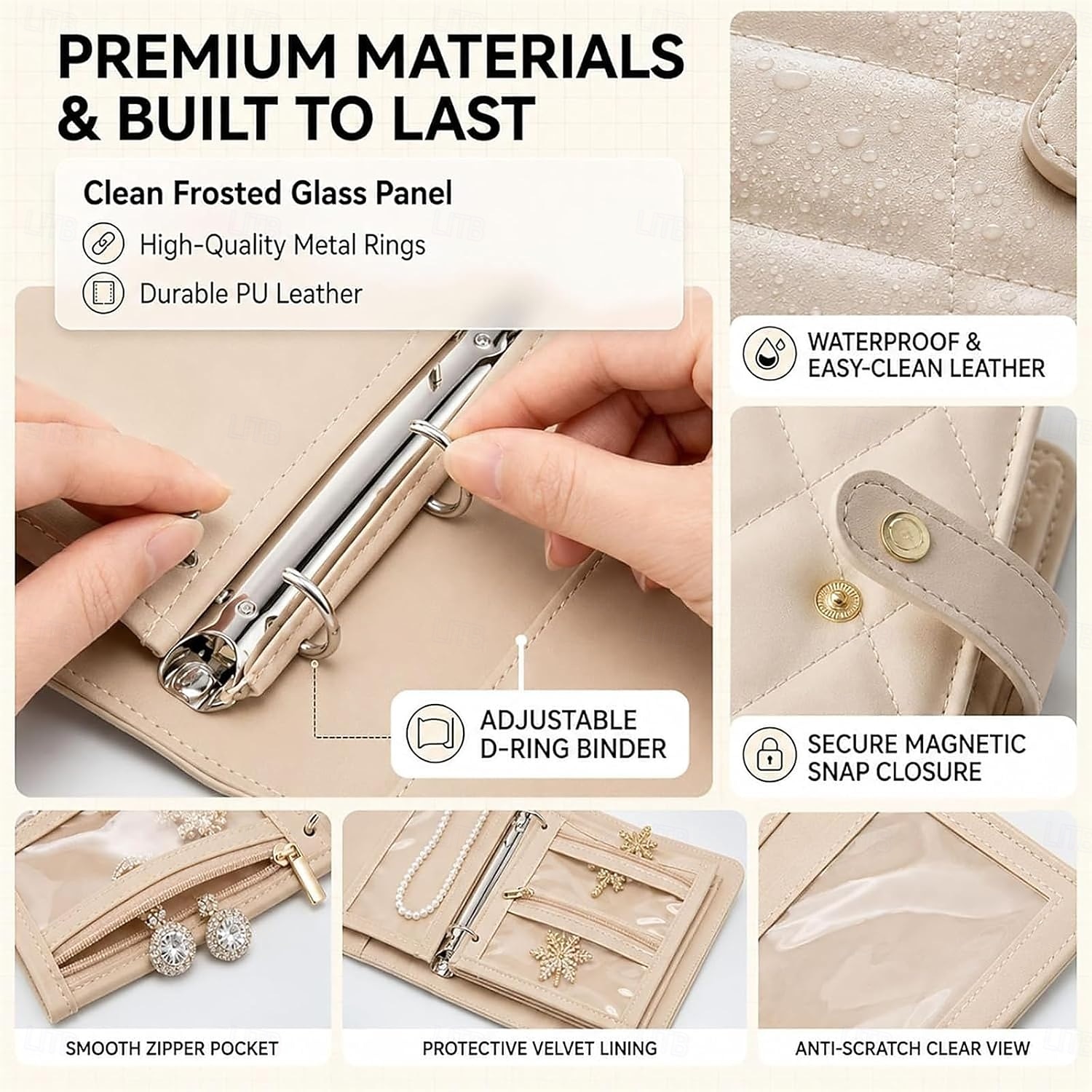 Astuccio da viaggio per gioielli, pratico astuccio in pelle per gioielli da donna, con 5 pochette in velluto rimovibili per orecchini, anelli, collane e accessori da viaggio anti-groviglio. del 2026 a $19.99 –P9