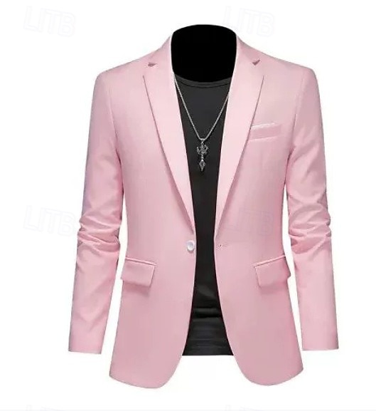 Hommes Veste blazer Occasionnel Quotidien Extérieur Élégant Mode Printemps Toutes saisons Poly Couleur Unie Minimaliste Décontracté / Quotidien Droit 1 bouton veste Rose Claire Kaki clair Noir Blanche de 2026 ? $61.99 –P5