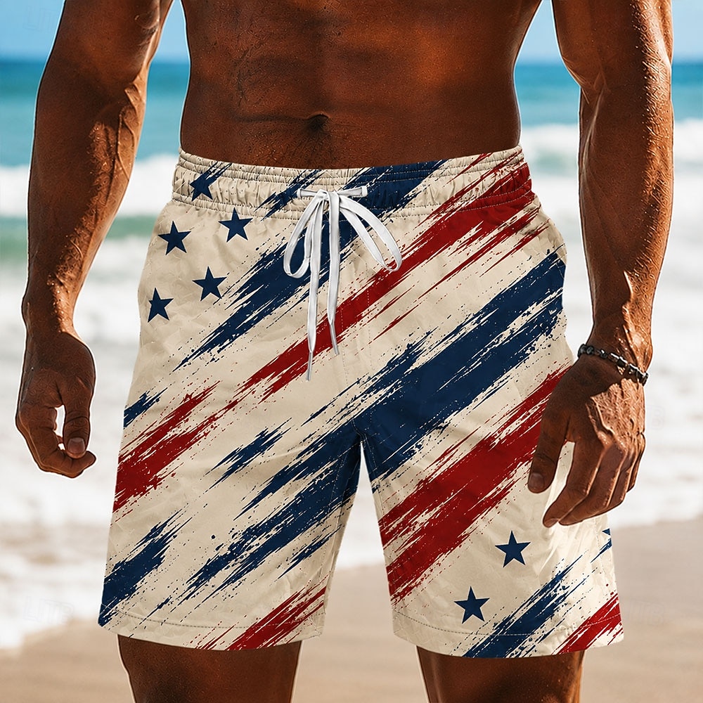 Costumi da bagno patriottici americani con bandiera a 1776 2026 a lato con tasche per l'estate per il 250° anniversario degli uomini del 2026 a $20.99 –P3