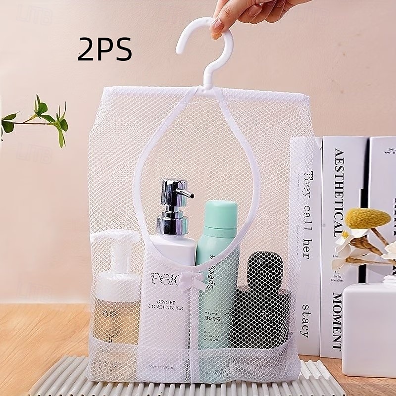 2 bolsas de almacenamiento colgantes de malla para estante de baño, organizador colgante multifuncional transpirable, cesta de almacenamiento de pared para ducha, cocina, lavadero, cosméticos y 2026 - $11.49 –P3