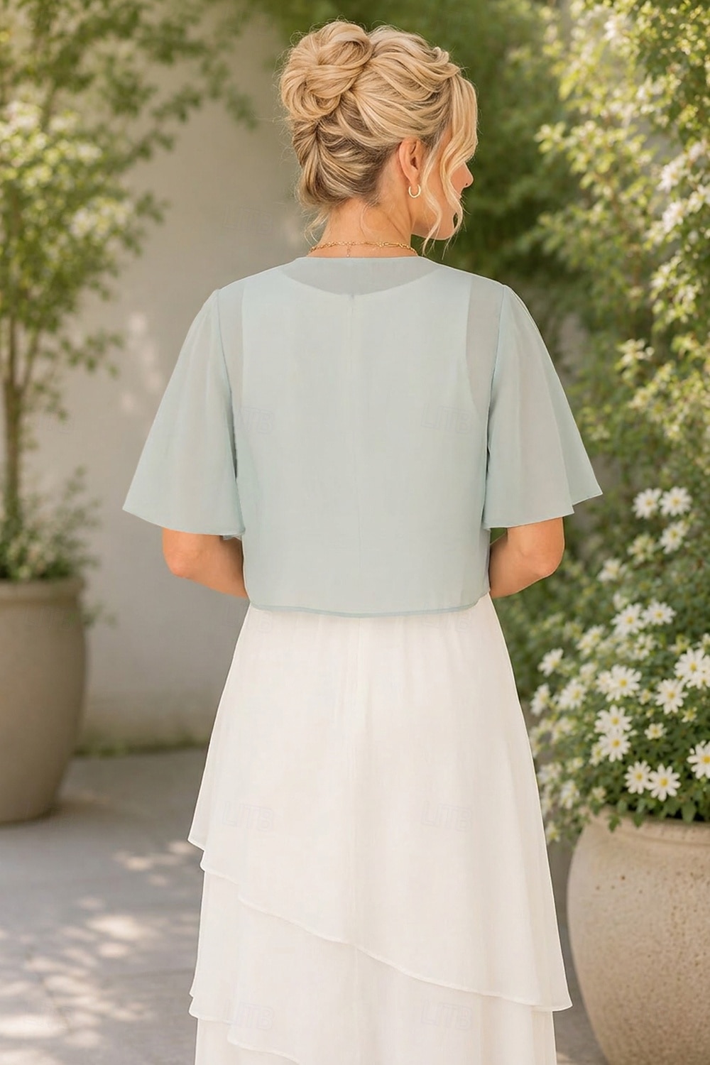 Scialle Donna Bolero Coprispalle Scialli della Madre Scialli della Sposa Elegante Signore Formale Manica Corta Chiffon Stole da matrimonio Con Colore puro Per Quotidiano Primavera & Estate del 2026 a $34.99 –P2