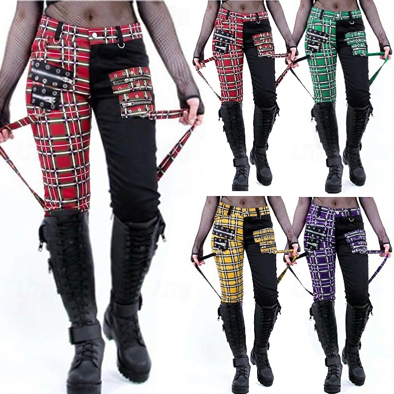 Góticas Punk e gótico Steampunk Comprimento Longo Calças Baile de Máscara Normal Drogador da praga Tamanhos Grandes Xadrez Quadrados Fantasia Mulheres Dia Das Bruxas Carnaval Baile de Máscaras dia de 2026 por $39.99 –P1