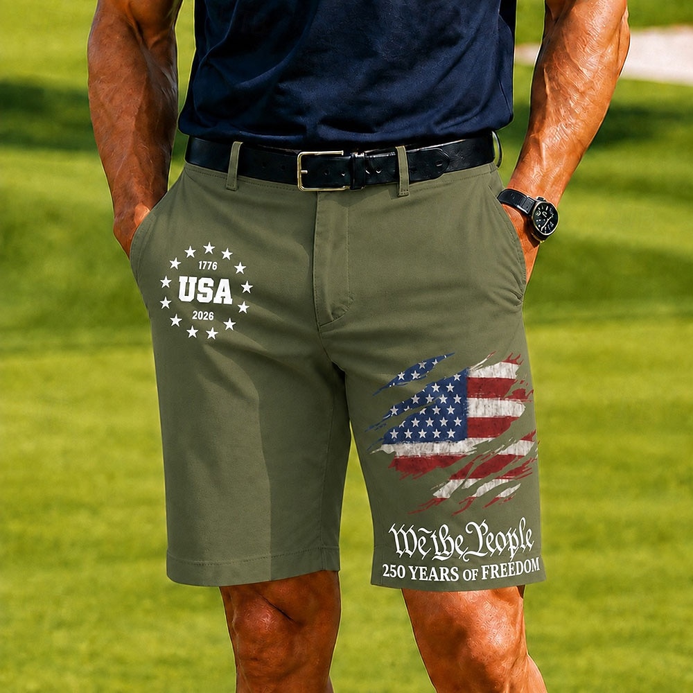 4 de julio de 2026, 250 aniversario Hombre Estrella Bandera estadounidense de los Estados Unidos 1776 Bermudas Pantalones cortos casuales Shorts de golf Media cintura Informal de negocios Trabajo 2026 - $25.99 –P2
