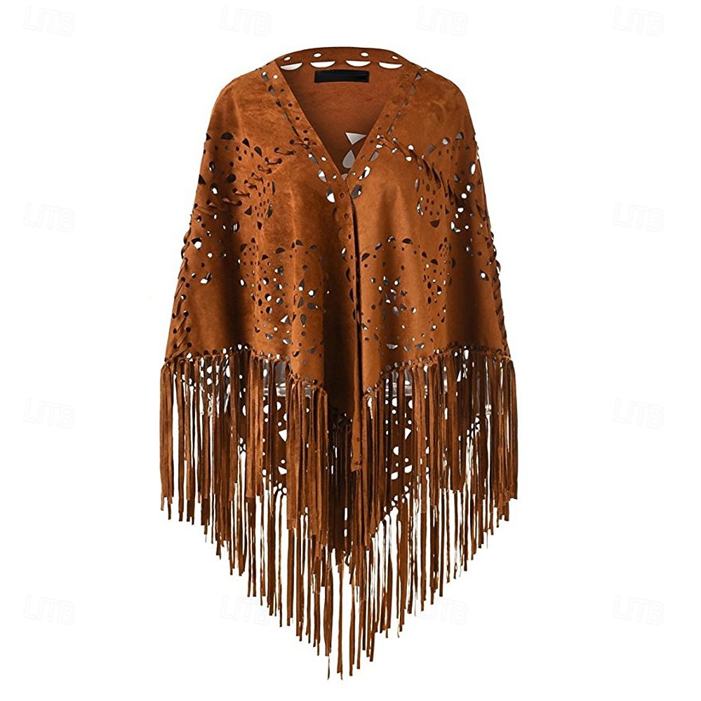 Retro Vintage Hippie 1970s Cape Hippie Tassel Fringe Fancy Dress Women's Carnival Music Festival Holiday Adults' 2026 - $49.99 –P1