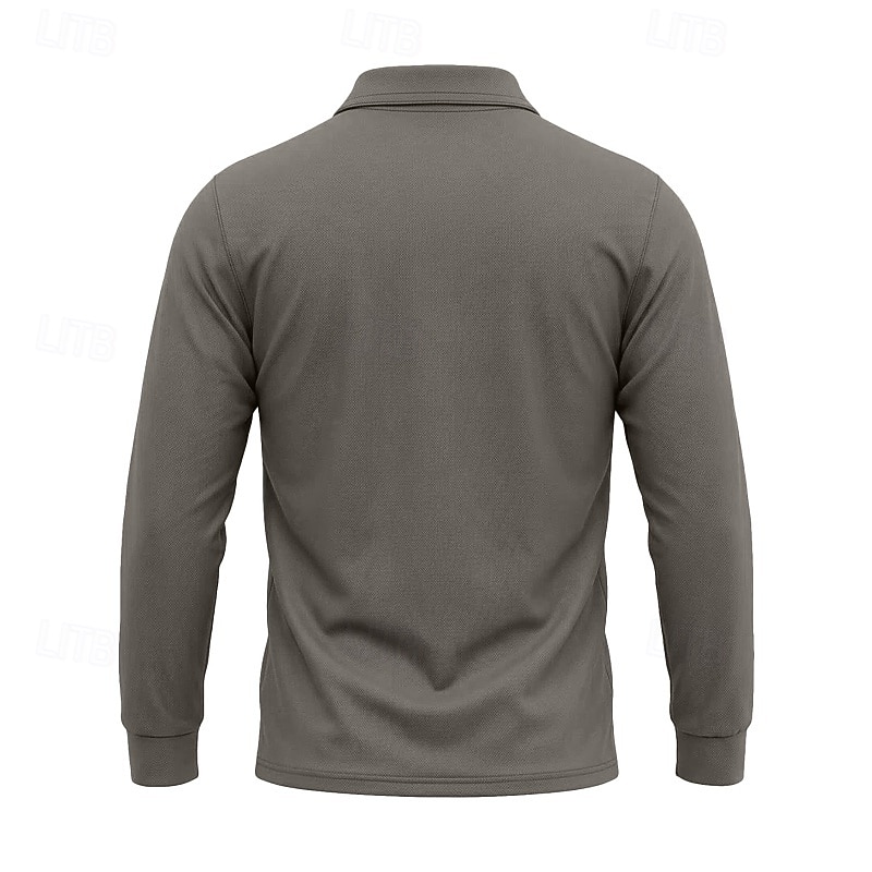 Per uomo Tinta unita Maglietta sportiva Polo da golf Maglia da tennis Maglietta da tennis Manica Lunga Tasca Bottoni Leggero Elastico Traspirante Tennis Golf Corsa Colletto a Camicia Top Bianco Cachi del 2026 a $7.99 –P16