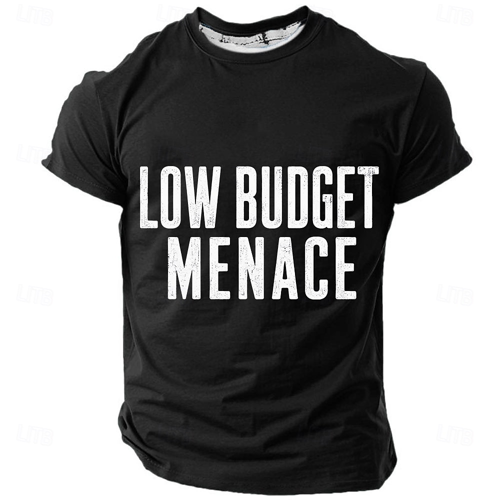 Men's Low Budget Menace Funny Letter Graphic Sarcastic Streetwear T-Shirt Regular Fit Casual Blue Designer Clothing Apparel S M L XL XXL XXXL 2026 - $19.99 –P2