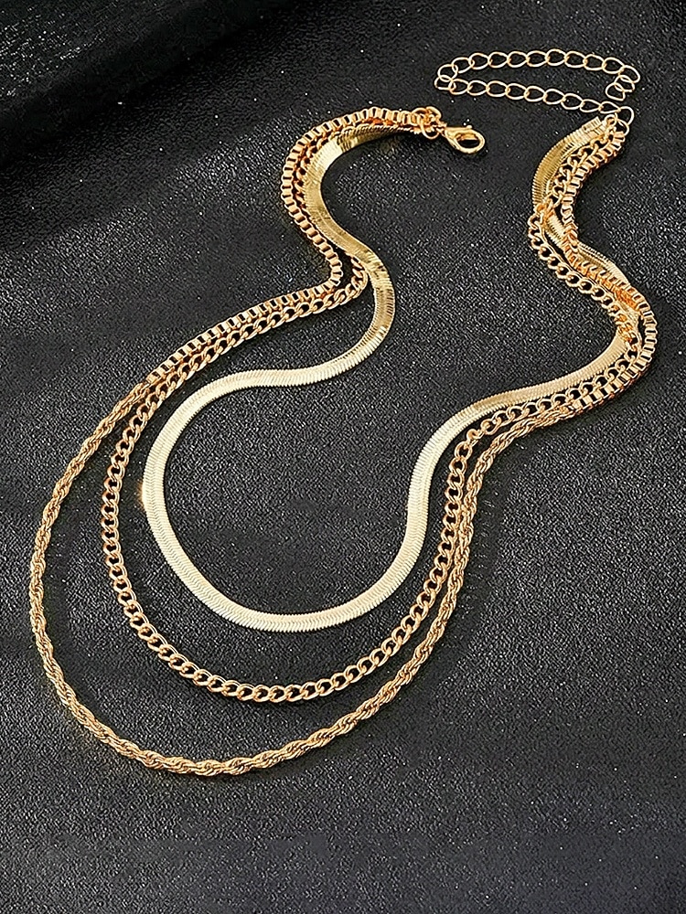 Women's Gold Silver Layered Necklace Set, 3 Piece Alloy Chain Necklace Set for Summer Vacation, Casual Daily Wear and Elegant Layering Jewelry 2026 - $9.99 –P4
