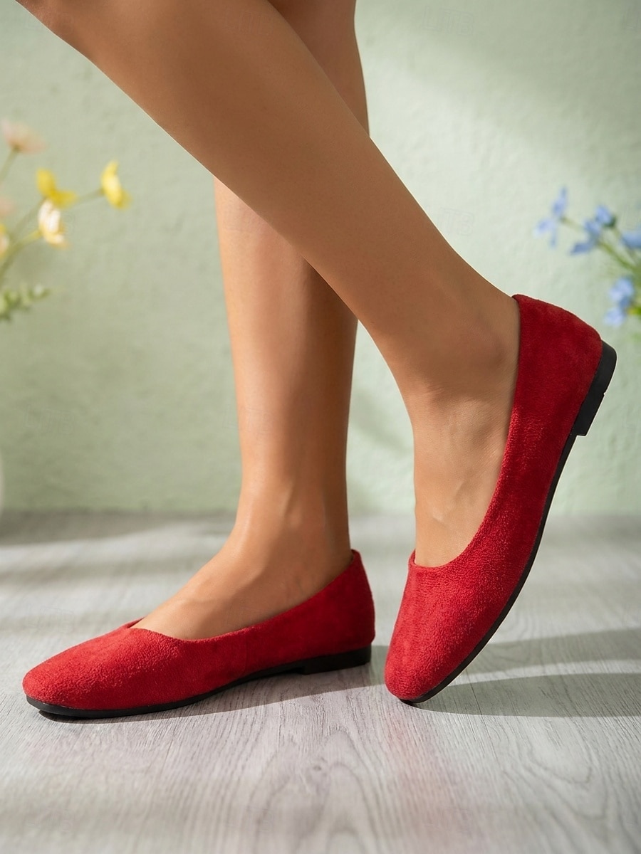 Women's Red Classic Ballet Flats – Soft Faux Suede Slip-On Shoes with Cushioned Insole, Lightweight Flexible Sole and All-Day Comfort for Office, Work, Travel and Casual Wear 2026 - $18.99 –P1