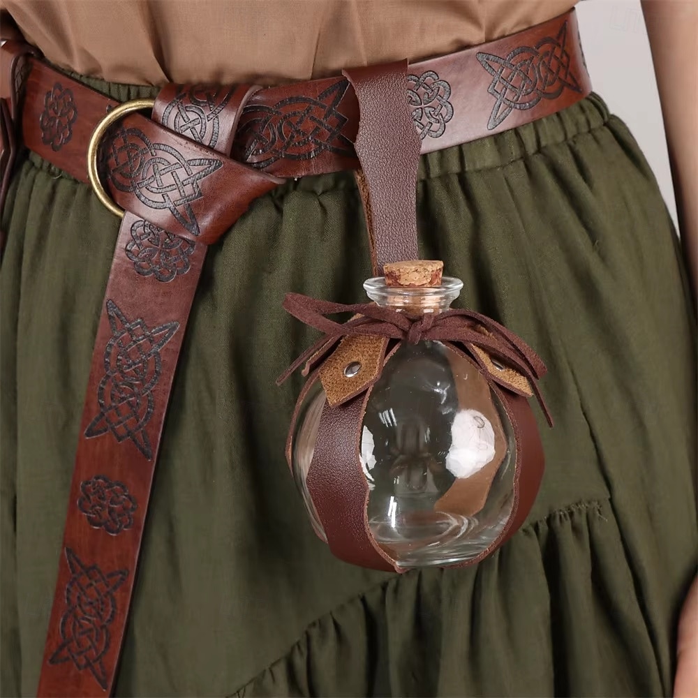Set Retro Vintage Medieval Renaissance Waist Belt Waist Bag Magic Bottle with Accessories Witch Fairy Ranger Fancy Dress Women's Fantasy Halloween Carnival Renaissance Fair LARP Adults' Belt More 2026 - $27.99 –P2