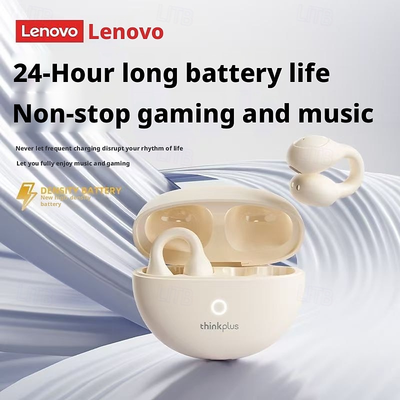Lenovo ThinkPlus open-ear hoofdtelefoon, Bluetooth 5.4 draadloze clip-on oordopjes met luchtgeleiding, 360° ACS hifi stereo draadloze oordopjes met ENC ruisonderdrukkende microfoon, 24 uur 2026 - $35.99 –P4