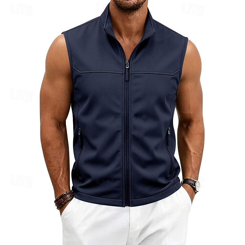Homme Couleur Unie Gilet de course à pied Veste softshell Débardeur Rembourré Été Printemps Automne Avec Poches Fermeture intégrale Sans manches Séchage Rapide Léger Respirant Salle de sport Pêche de 2026 ? $26.99 –P3
