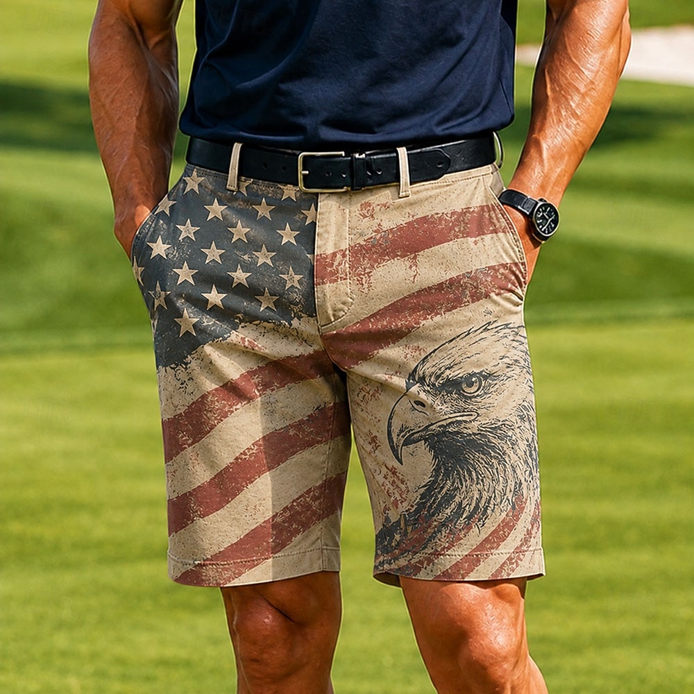 4 juli 2026 250e Voor heren Ster Amerikaanse Amerikaanse vlag Adelaar korte broek Casual korte broek Golfshorts Medium Taille Zakelijk informeel Werk Golf Festival Platte shorts met 4 zakken Ontwerper 2026 - $25.99 –P3