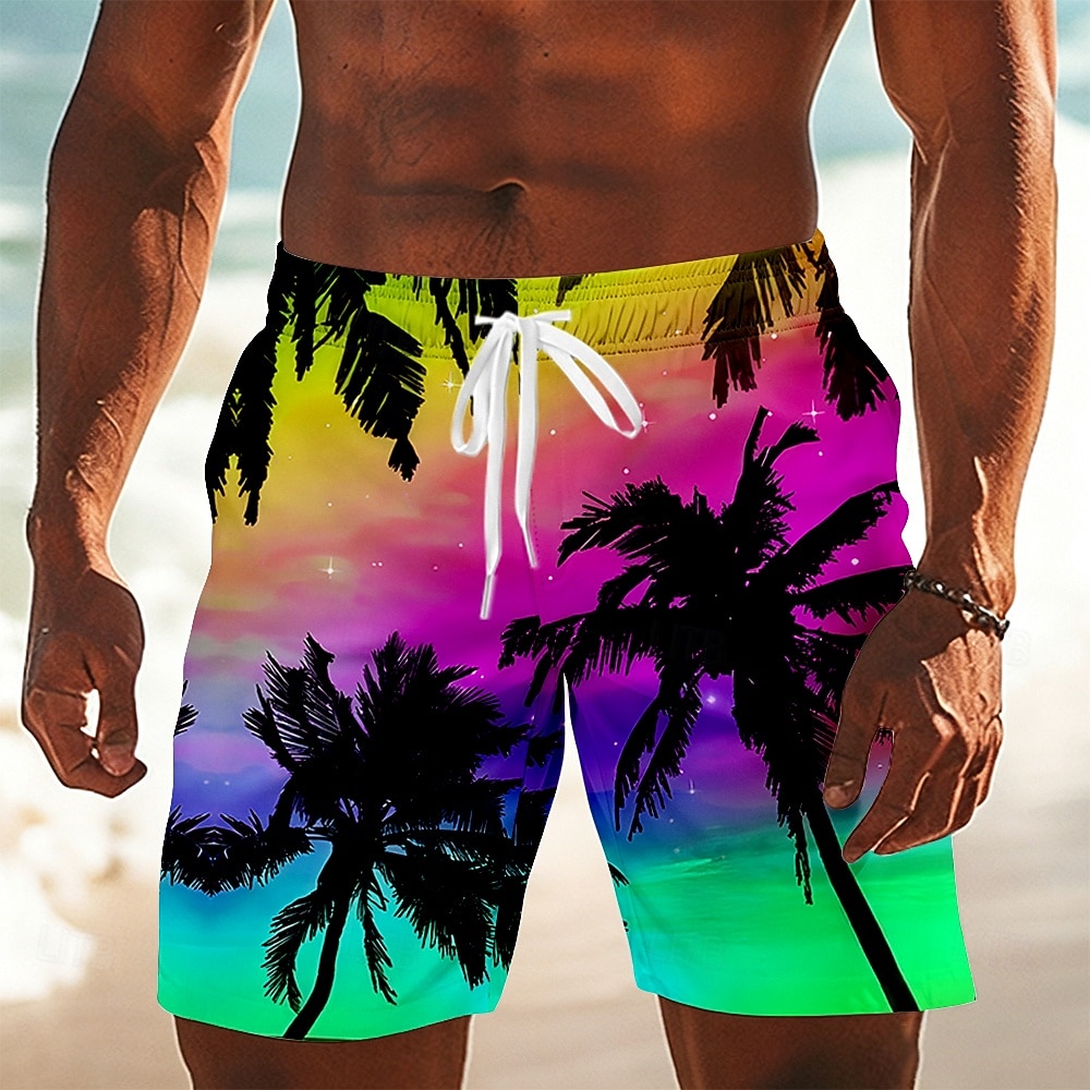 Hombre Árbol de coco Plantas tropicales Boxers de Natación Trajes de baño, bañadores cortos Pantalones de Surf Media cintura Hawaiano Diario vacaciones en la playa Bolsillos laterales Forro de malla 2026 - $20.99 –P2
