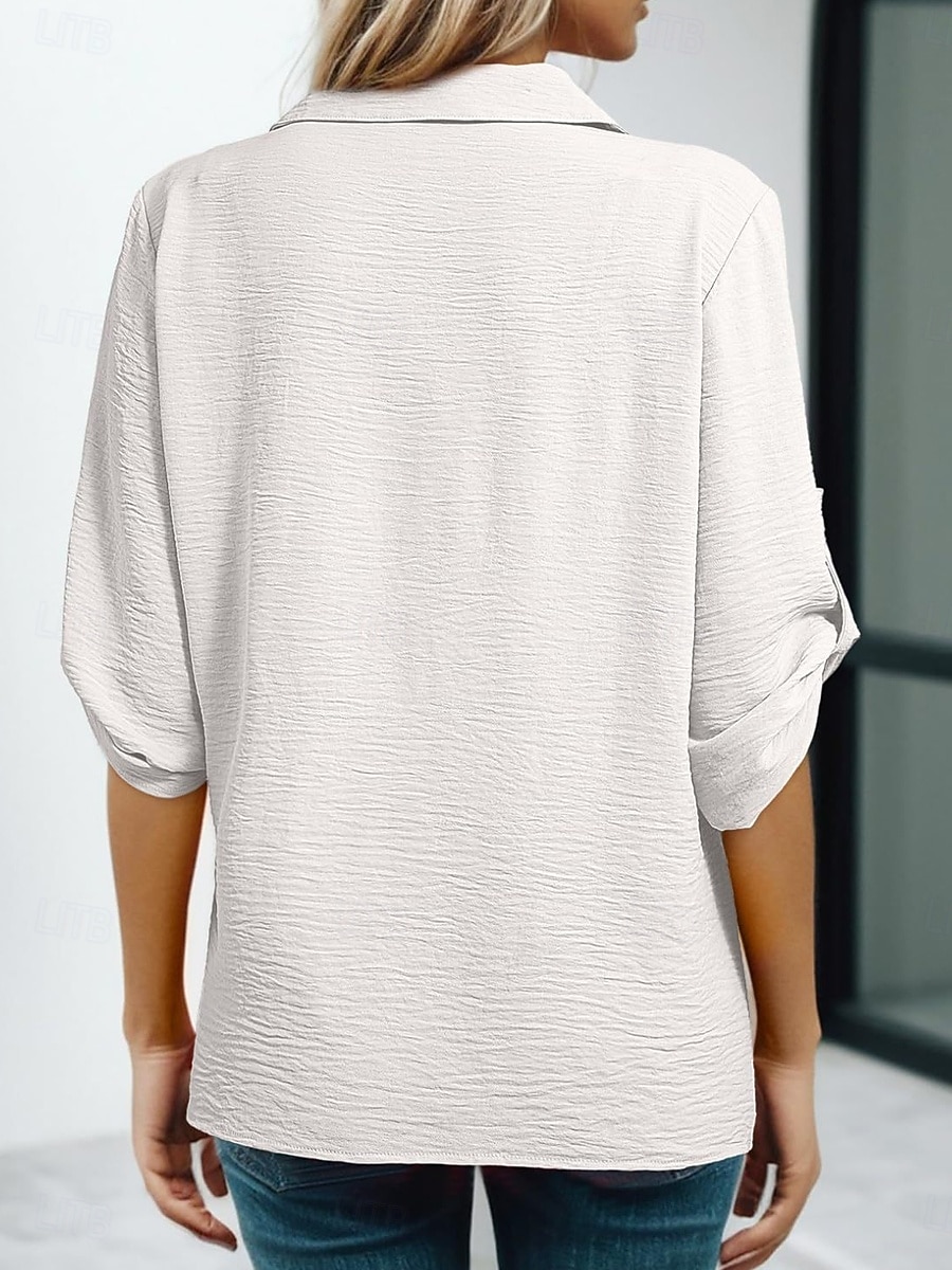 Per donna Blusa Tessuto Semplice Elegante Casual Senza Maniche Scollo a V Top Regolari Casuale Quotidiano Blu Bianco Cachi Nero Verde Estate Primavera del 2026 a $31.99 –P6
