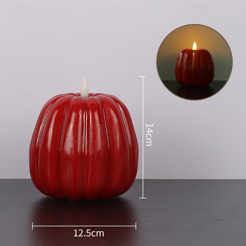 Halloween gresskar LED flammeløst stearinlys, batteridrevet mykt glødende flimrende gresskarlys, AA batteridrevet borddekor til høst Thanksgiving soverom stue spisestue kaféfest 2026 - $15.49 –P8