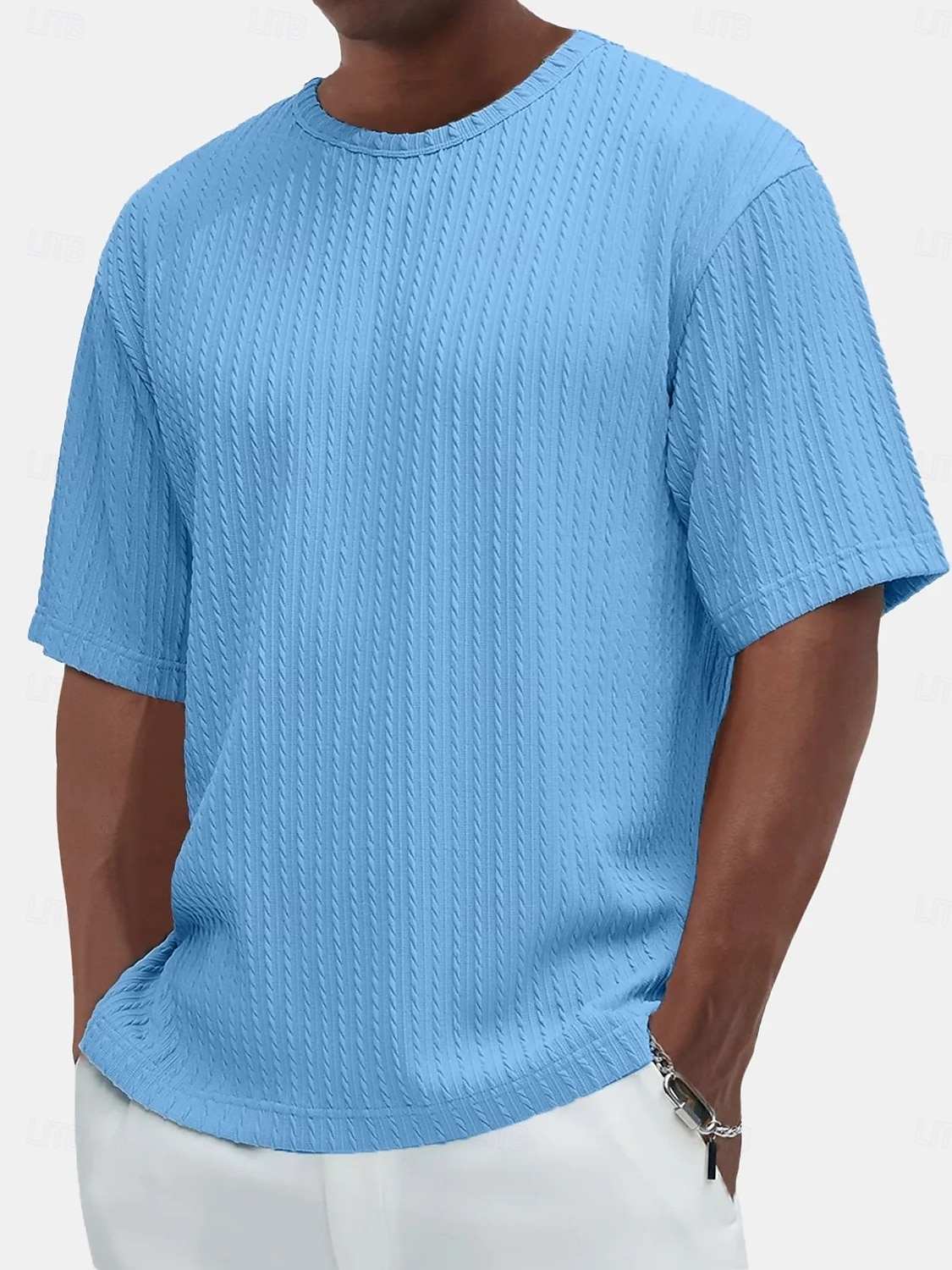 Per uomo Maglietta Maglietta a Maglia a Coste Maniche Corte Girocollo Estate Semplice Testurizzato Striscia di Fossa Moda Designer Essenziale Jacquard Puro Casuale Vacanza Streetwear Blu Nero Verde del 2026 a $20.99 –P1