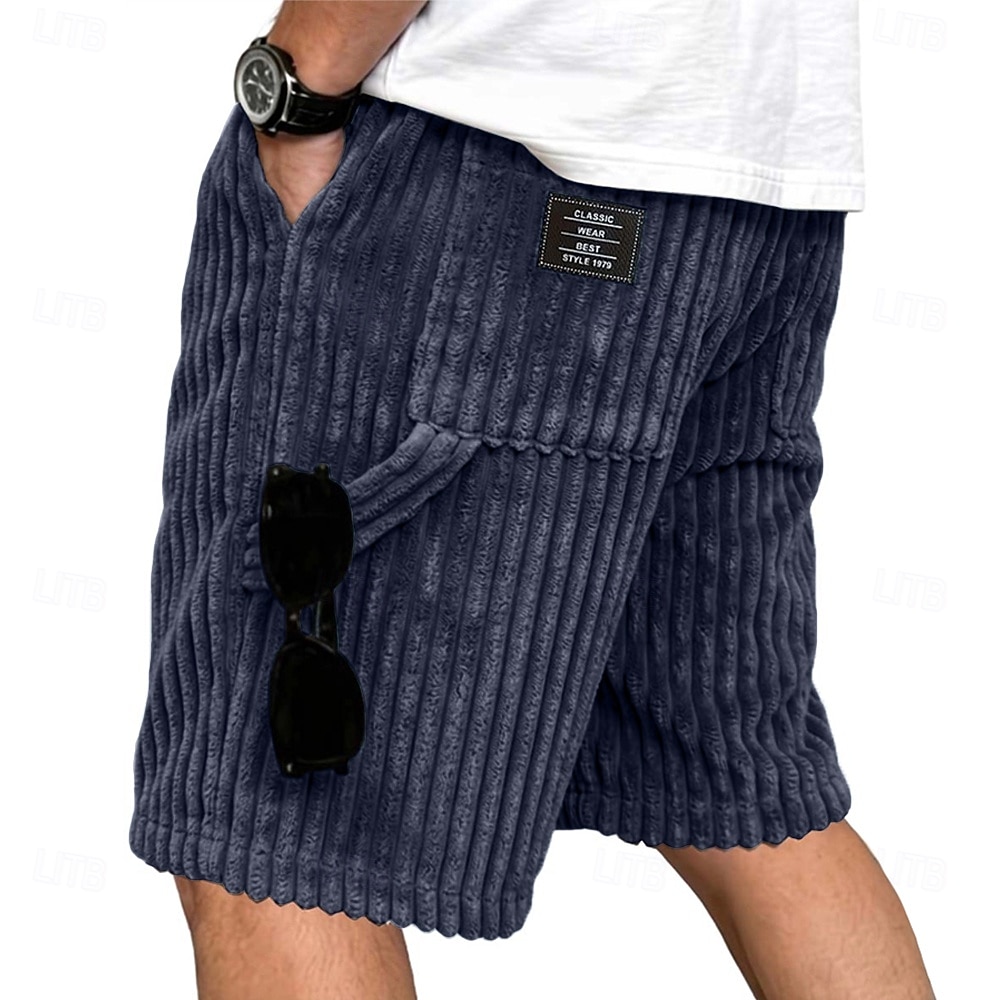 Herren Shorts Sommershorts Freizeitshorts Cordshorts Tasche Elastischer Bund Einfach Texture Komfort Atmungsaktiv Knielang Lässig Outdoor Strand Urlaub Mode Khaki Marineblau Unelastisch 2026 - $27.99 –P5