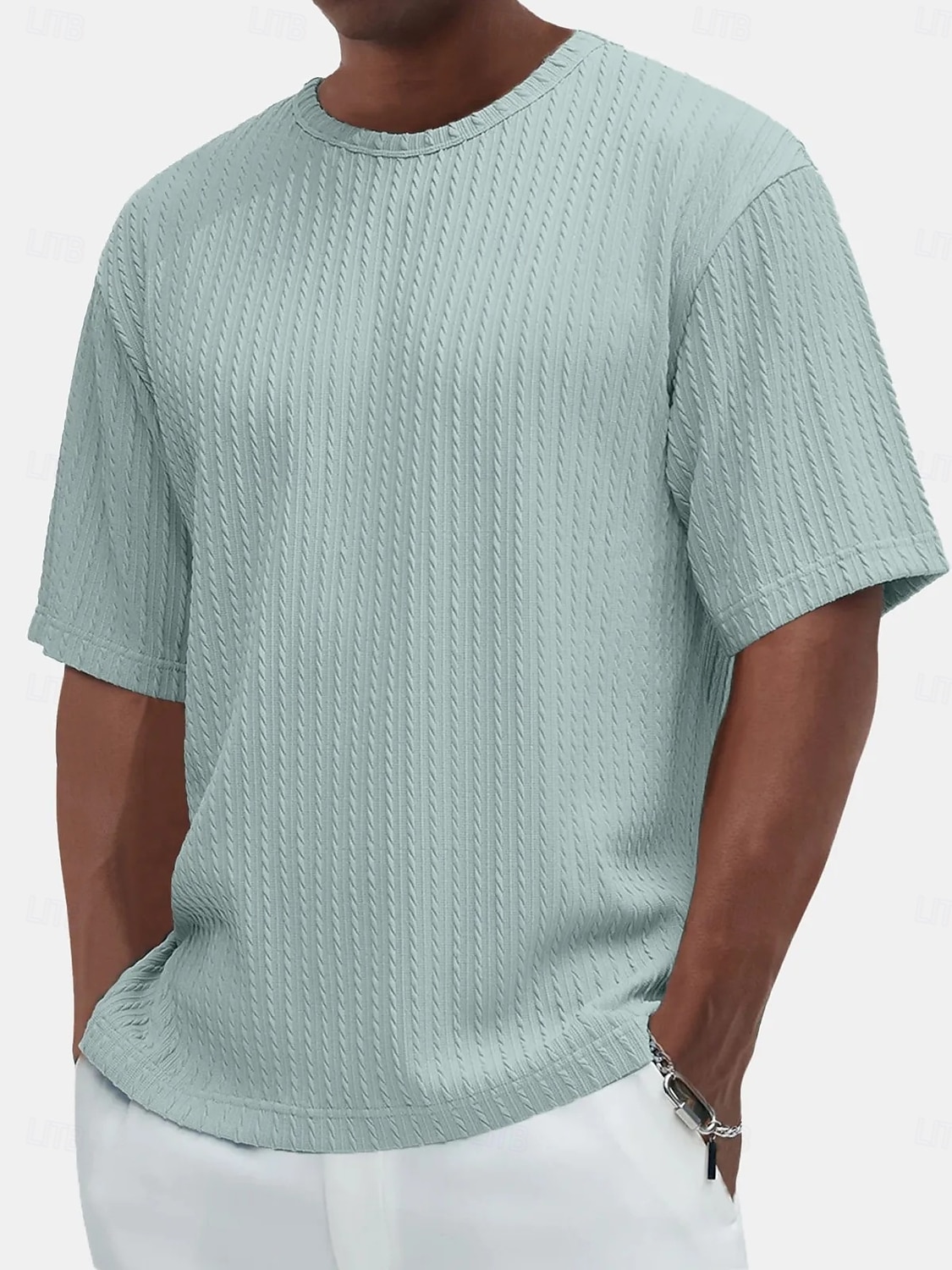 Per uomo Maglietta Maglietta a Maglia a Coste Maniche Corte Girocollo Estate Semplice Testurizzato Striscia di Fossa Moda Designer Essenziale Jacquard Puro Casuale Vacanza Streetwear Blu Nero Verde del 2026 a $20.99 –P3