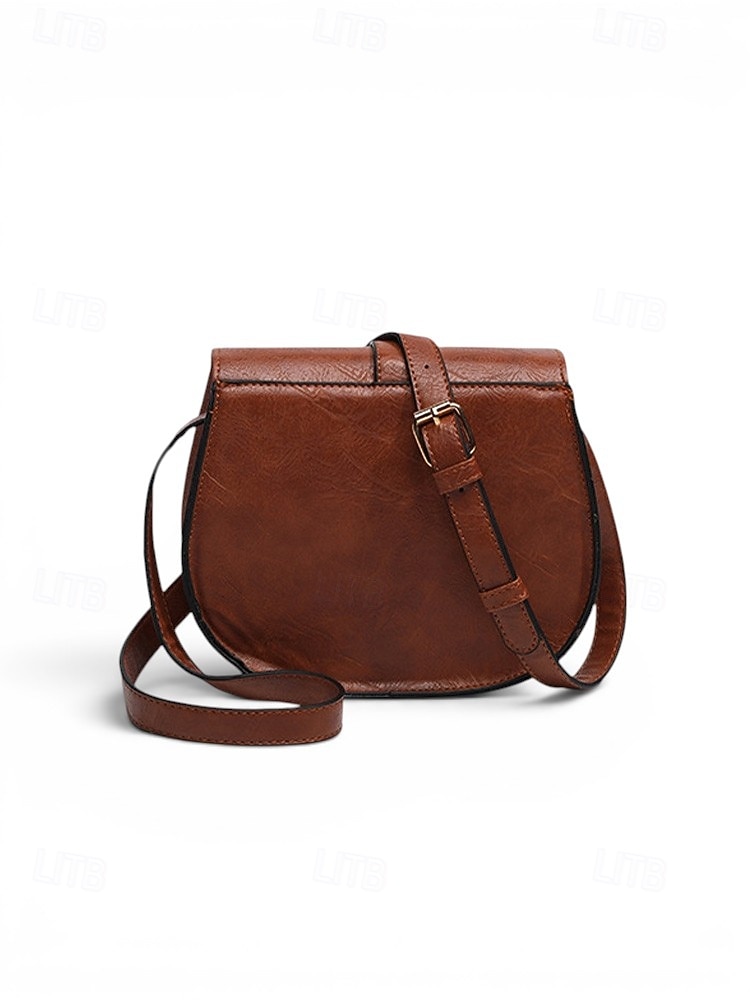 Retro-Umhängetasche aus braunem Kunstleder für Damen im Boho-Vintage-Stil mit verstellbarem Riemen – ideal für Freizeit, Reisen und Sommer. 2026 - $18.99 –P5