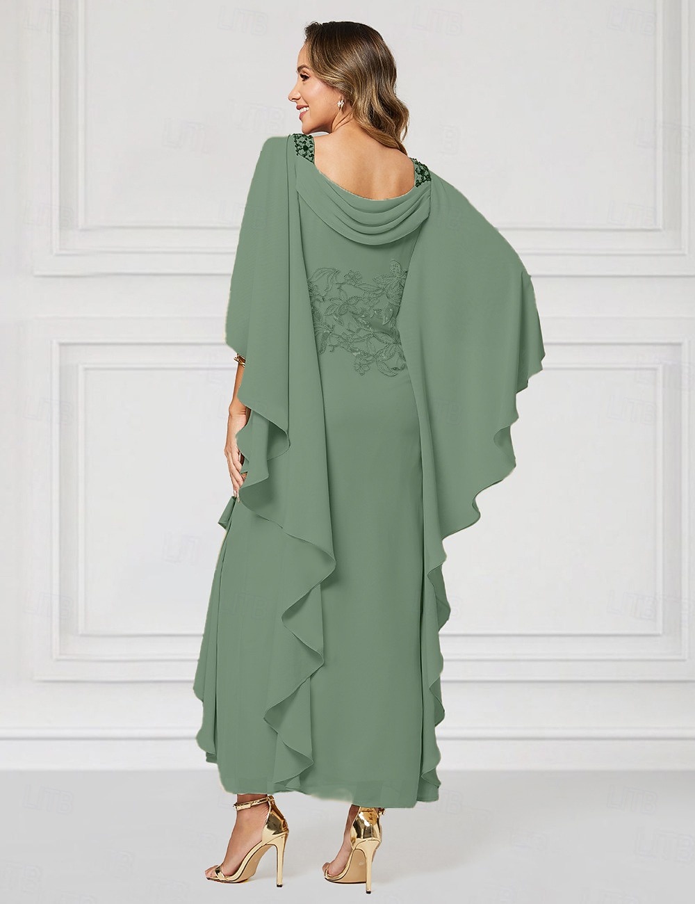 Tubinho Até o Tornozelo Vestido de festa Vestido Coquetel Vestido de convidada de casamento Vestido Para Mãe dos Noivos Meia Manga Decote Canoa Elegante Luxuoso Brilho & Glitter Convidado do casamento de 2026 por $183.99 –P2