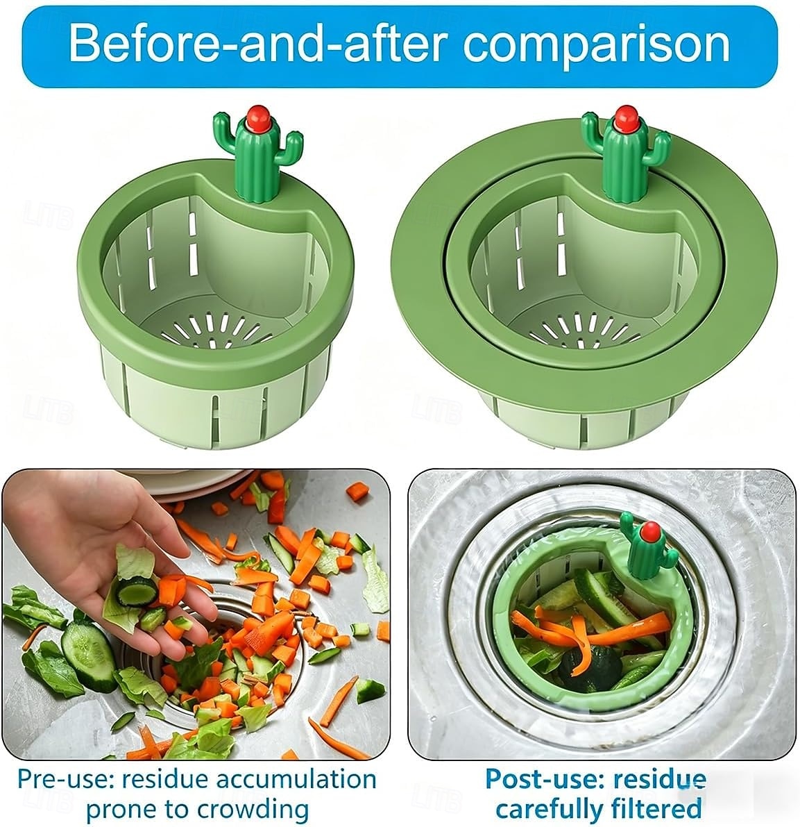 2 Pack Cactus Kitchen Sink Strainer, Anti-Clogging Drain Filter Basket, Cute Sink Stopper Food Catcher with Easy-Lift Handle, Universal Sink Residue Filter for Kitchen & Bathroom Sinks 2026 - $8.99 –P7