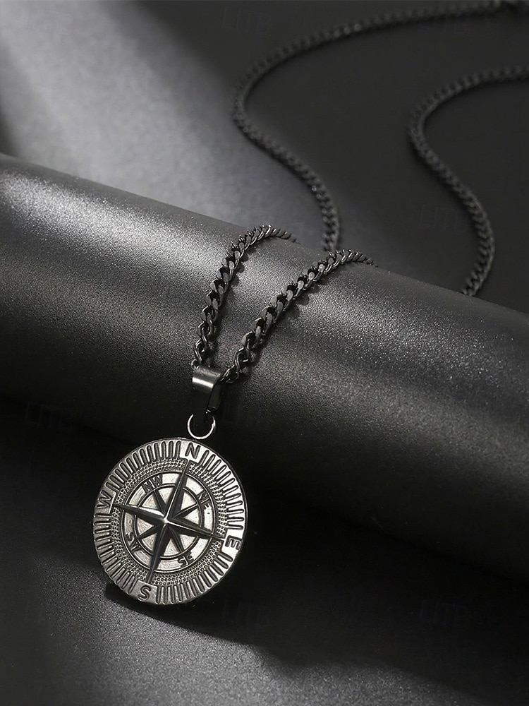 Collier pendentif boussole viking pour homme, chaîne gourmette en acier inoxydable, bijou talisman nautique vintage, or, argent, noir de 2026 ? $11.99 –P7