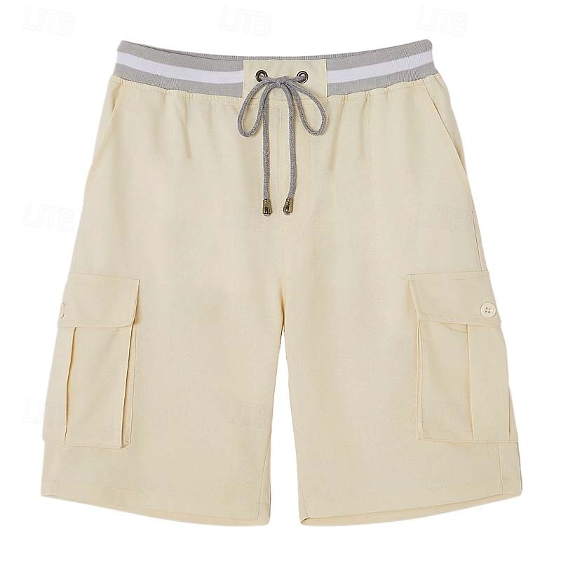 Per uomo Pantaloncini cargo Shorts di Lino Pantaloncini Estivi Shorts da Spiaggia Coulisse Elastico in vita Tasca di carico Blocco di colori Tinta unita Comodità Traspirante Lunghezza al ginocchio del 2026 a $29.99 –P6