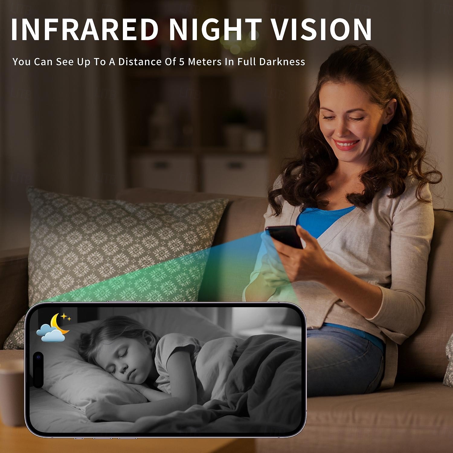 1080p mini beveiligingscamera wifi draadloze binnencamera voor thuis, huisdieren en baby's met app voor weergave op afstand, nachtzicht, bewegingsdetectie, kleine nanny bewakingscamera, kleine 2026 - $51.99 –P5