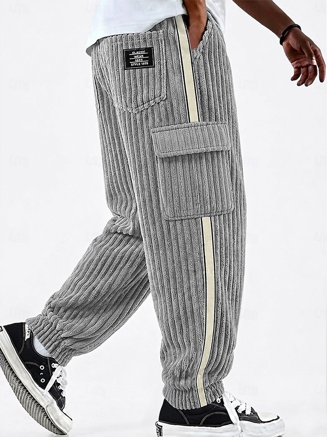 Homens Calças Cargo Calças Calças de Veludo Calção Calça casual Com Cordão Bolso multi Côr Sólida Conforto Comprimento total Casual Diário Ao ar livre Moda Estilo Clássico Azul Azul Marinha Sem de 2026 por $33.99 –P4