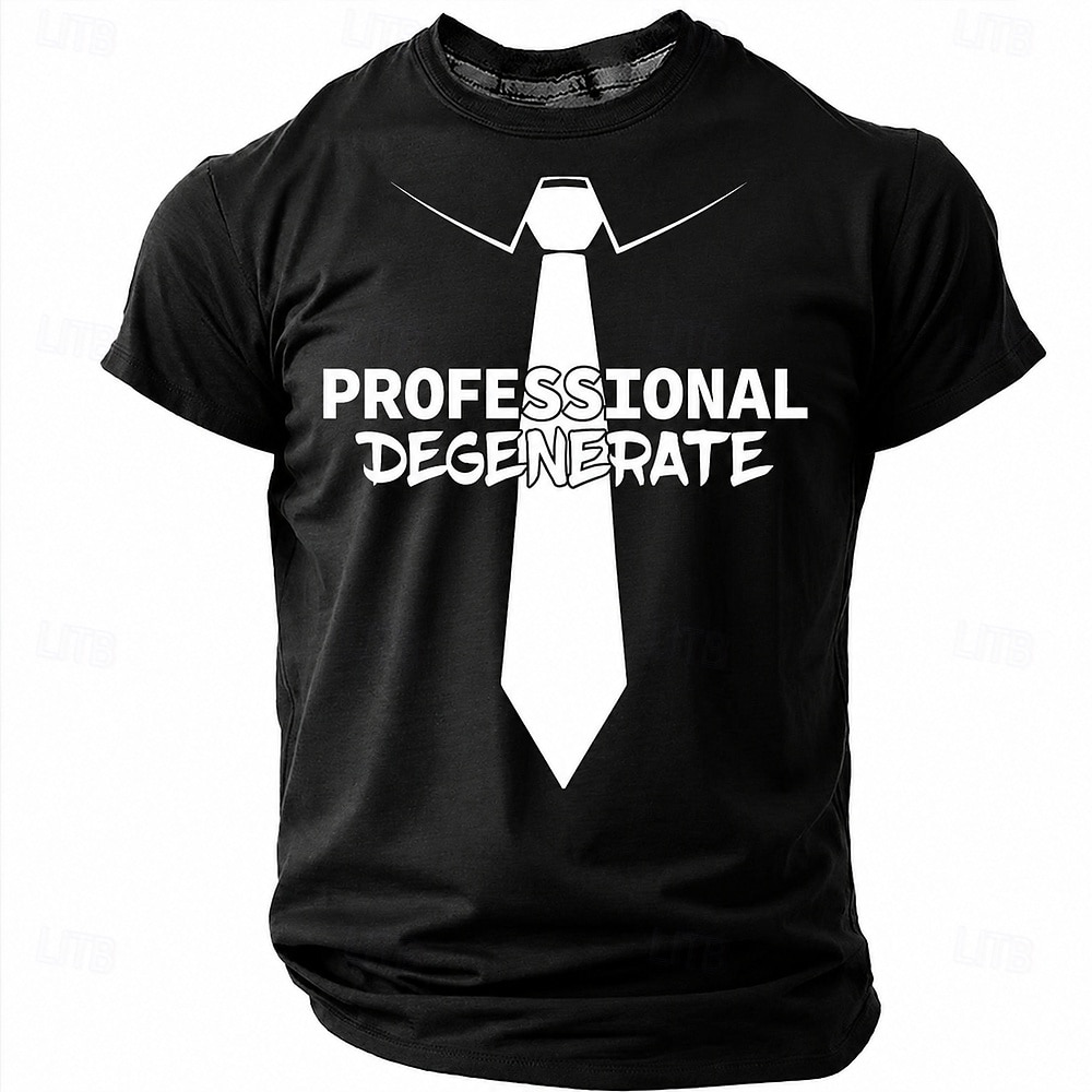 Men's Professional Degenerate Tie Funny Sarcastic Graphic T-Shirt Casual Crew Neck Short Sleeve Tee Shirt Designer Clothing Apparel S M L XL XXL XXXL 2026 - $19.99 –P2