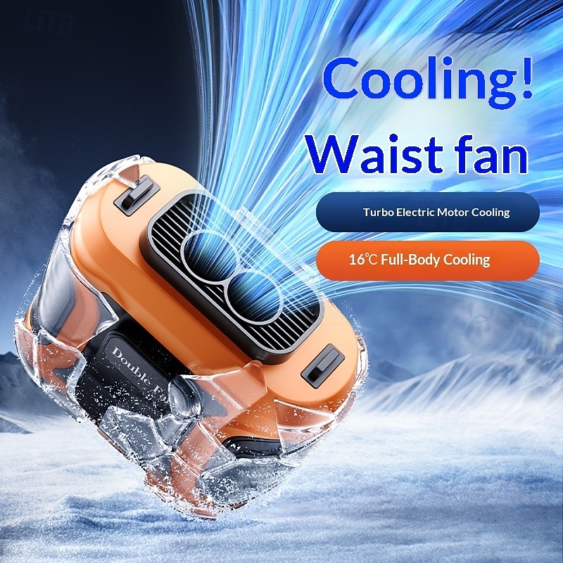 Tragbarer Hüftventilator mit doppeltem Luftstrom, am Gürtel tragbarer Ventilator für freihändige Kühlung, USB-wiederaufladbarer 2-in-1-Ventilator mit LED-Licht für Outdoor-Arbeit, Bauarbeiten, Camping 2026 - $45.99 –P2