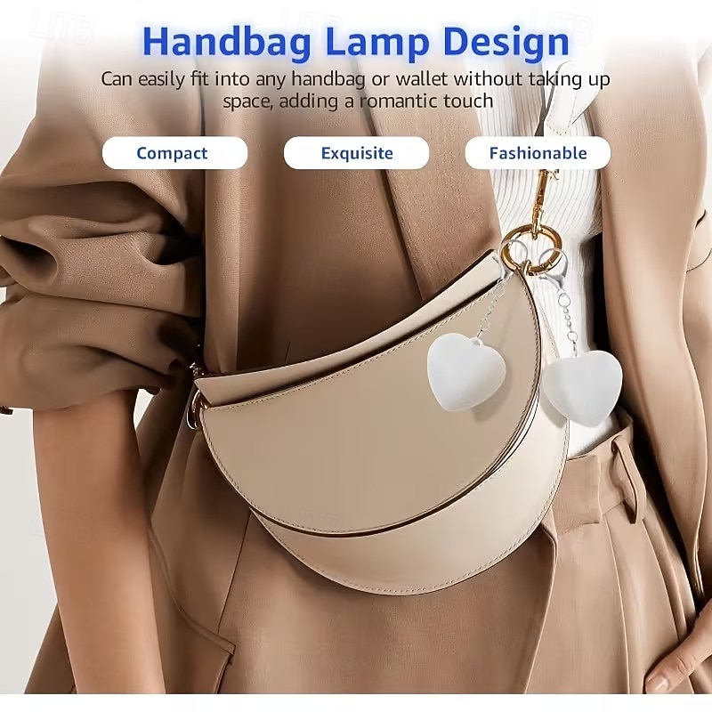 LED Purse Light Heart Shape Keychain, Portable Automatic Sensor & Touch Control Handbag Light for Women Girls, Backpack Light Charm Decoration, Find Items in Dark Bag Easily, Small Heart Gift Idea 2026 - $10.99 –P2