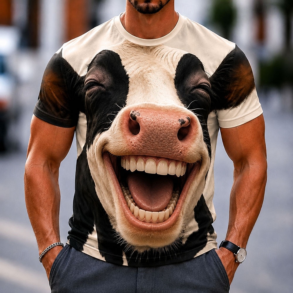 Men's Animal Milk Cows T Shirt Short Sleeve T shirt 3D Print Crew Neck Shirt Funny Casual Daily Street White White 1 White 2 Summer Spring Clothing Apparel S M L XL 2XL 3XL 2026 - $19.99 –P2