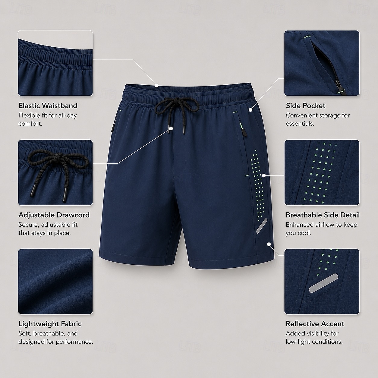 Men's Casual Shorts Four-Way Stretch Fabric Dark Blue 2026 - $35.99 –P3