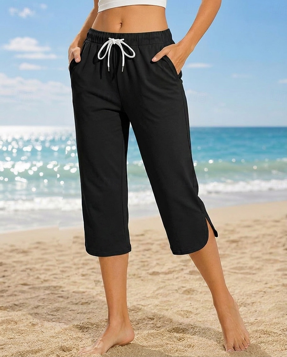 Damen Caprihose Lässig Wadenlang Natürliche Taille Einfach Komfort Hohe Elastizität Urlaub Blau Violett Dunkelblau Pfauenblau Sommer Frühling Normale Passform 2026 - $24.99 –P5
