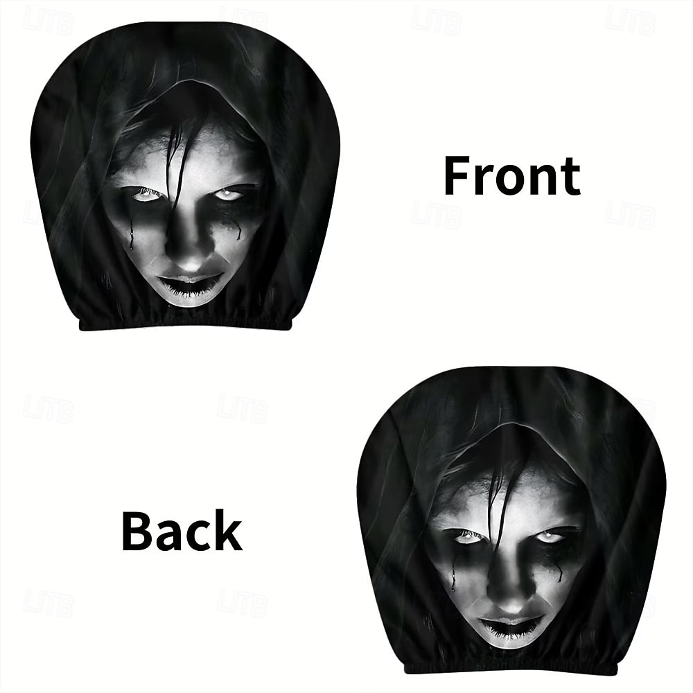2/4 st nackstödsskydd med mörkt gotiskt häxmönster, bekväm användning i alla väder, sätesskydd för året runt, lämpliga för daglig pendling och långa resor. &Halloween-dekorationer för bilresor 2026 - $14.99 –P5