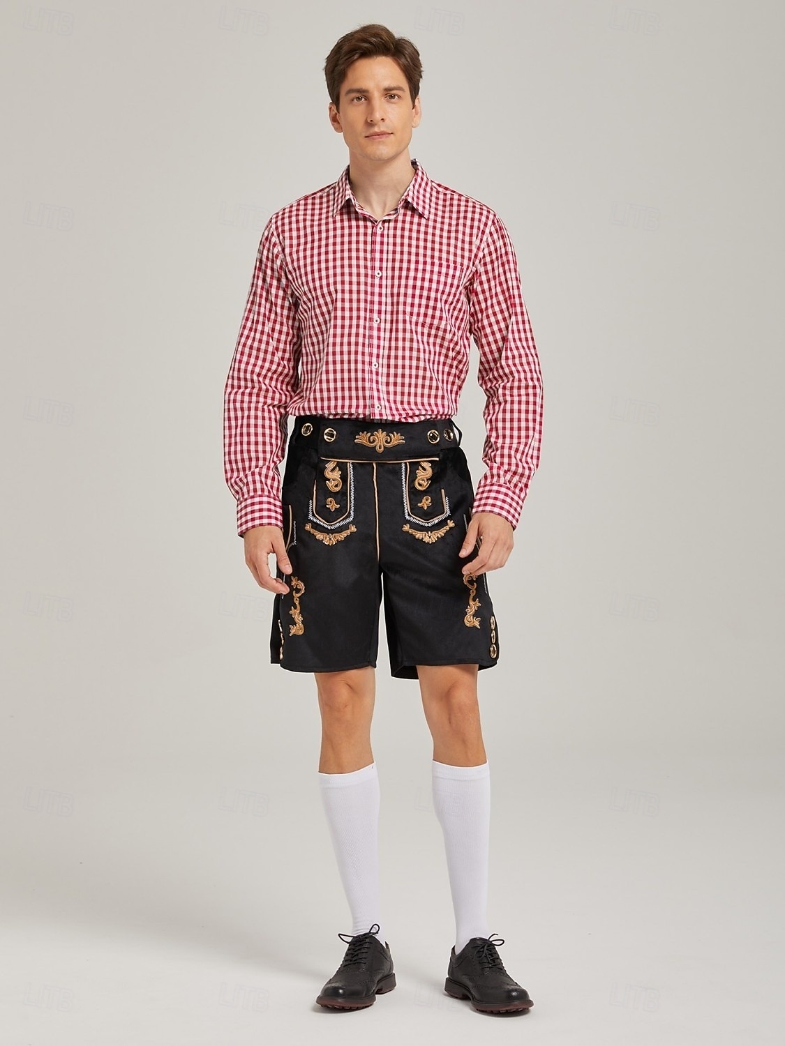 Oktoberfest Lederhosen Set Shirt Tyrolean Hat Knee Length Embroidered German Alpine Heritage Wiesn Men's Carnival Party Beer Festival Traditional Style Cloth 2026 - $69.99 –P5