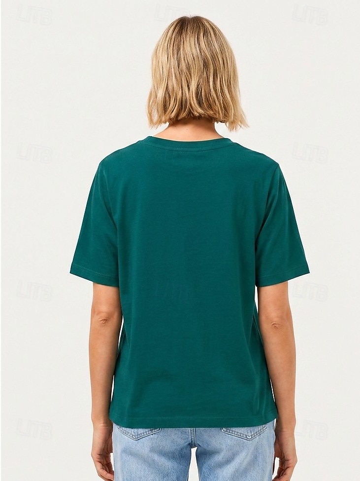 Damen-T-Shirt aus 100 % Baumwolle mit Stickerei, Sommer-Tops mit floralem Pflanzenmuster, elegantem Vintage- und tropischem Design, Kurzarm, Rundhalsausschnitt, langes Oberteil, lässig, für Strand und 2026 - $28.99 –P2