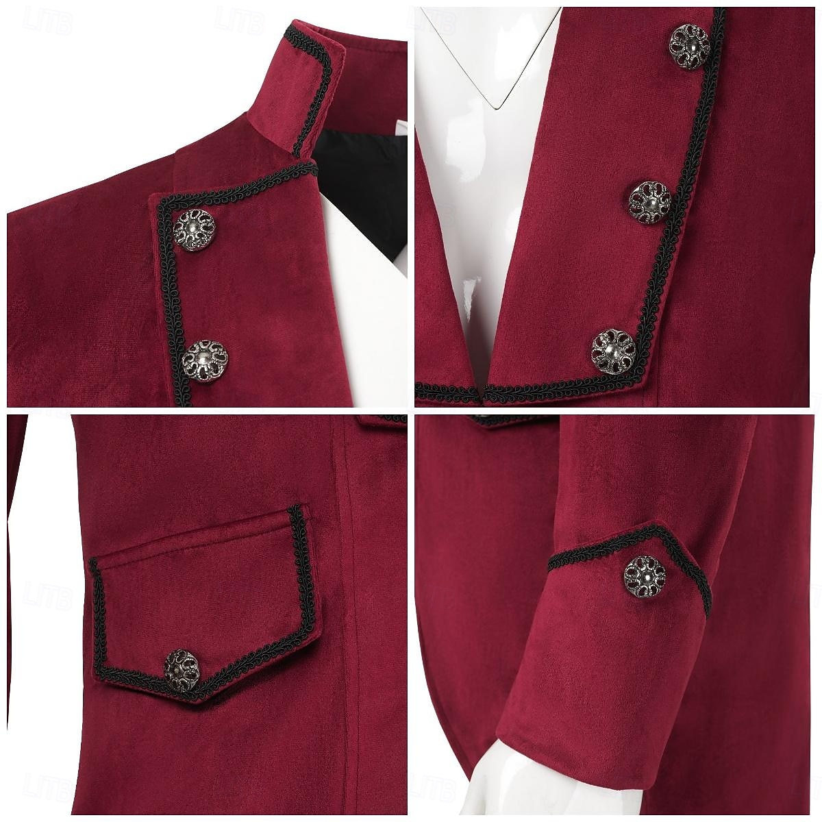 Rétro Vintage Queue-de-pie Manches longues Prince Vampire Gentleman Déguisement Homme Fantaisie Halloween Carnaval Mascarade Foire de la Renaissance LARP Adulte Manteau de 2026 ? $51.99 –P3