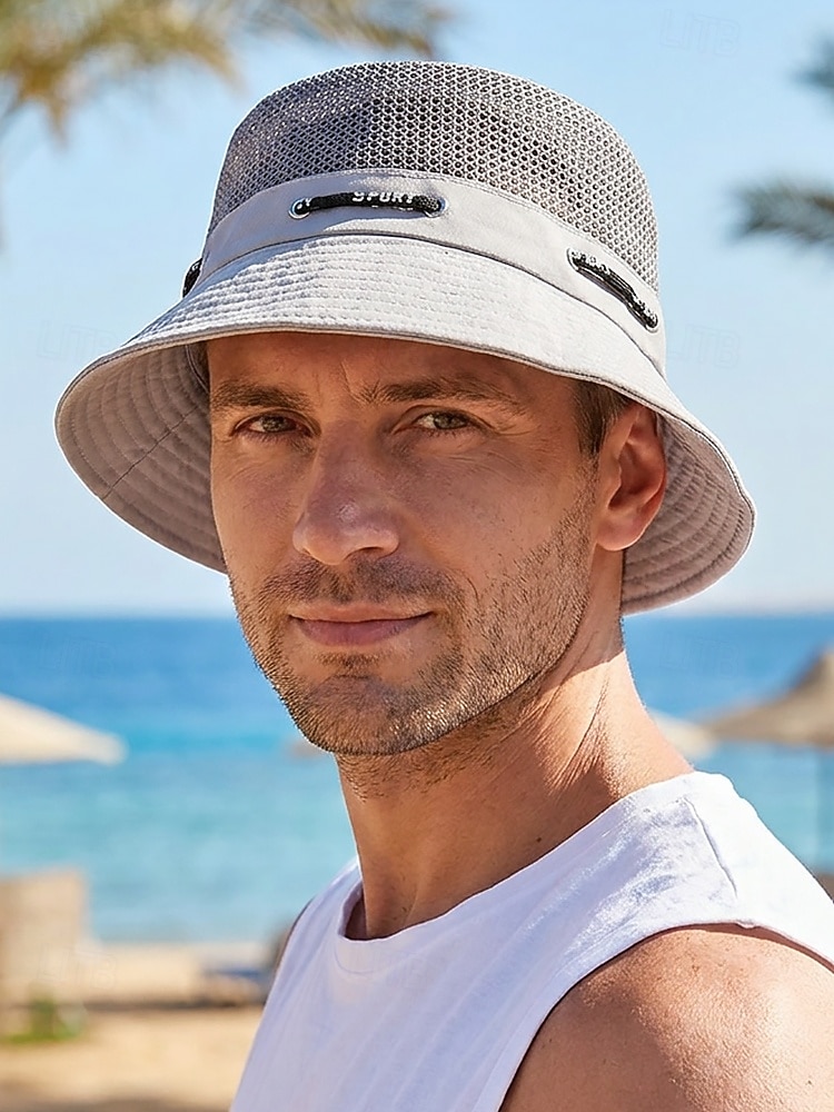 Ademende mesh bucket hat voor heren, lichtgewicht zomerzonnehoed van polyester met verstelbare pasvorm, pet voor buitenactiviteiten zoals vissen, wandelen en reizen, boonie hat met UV-bescherming, 2026 - $11.99 –P1