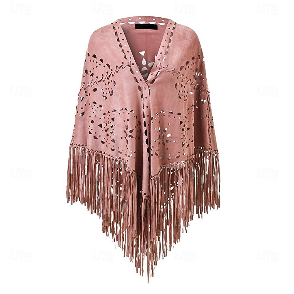 Retro Vintage Hippie 1970s Cape Hippie Tassel Fringe Fancy Dress Women's Carnival Music Festival Holiday Adults' 2026 - $49.99 –P8
