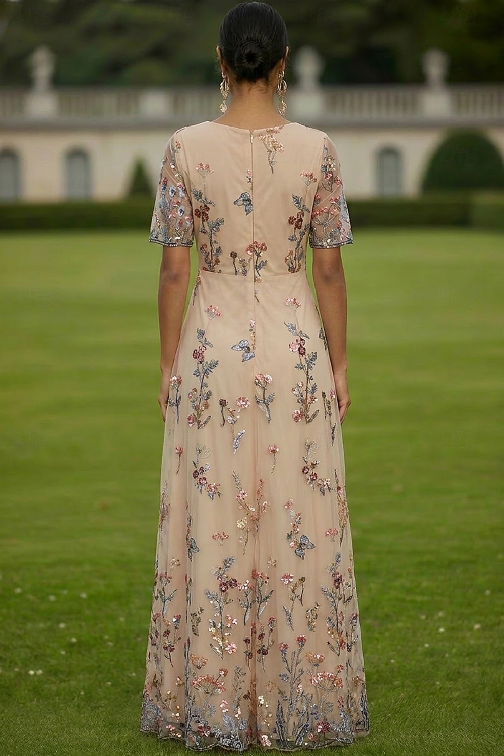 Linea ad A Abito Lunghezza al pavimento Vestito maxi Vestito da Festa Abito da Cocktail Abito da cerimonia per signora Manica Corta Scollo a V Elegante Vintage Lussuoso Formale Ospite di nozze Derby del 2026 a $182.99 –P2
