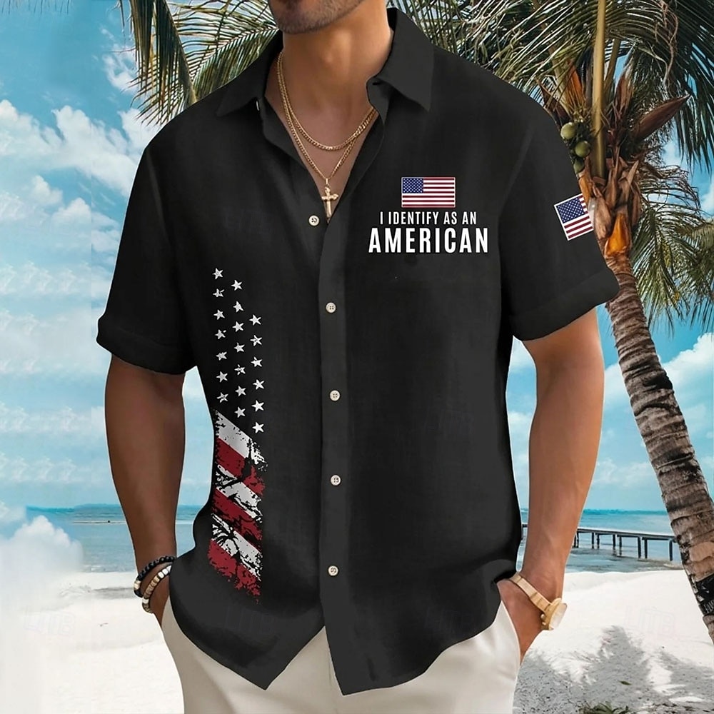 Camicia a maniche corte con bottoni della bandiera americana patriottica 1776 2026 per il 250° anniversario degli uomini del 2026 a $25.99 –P3