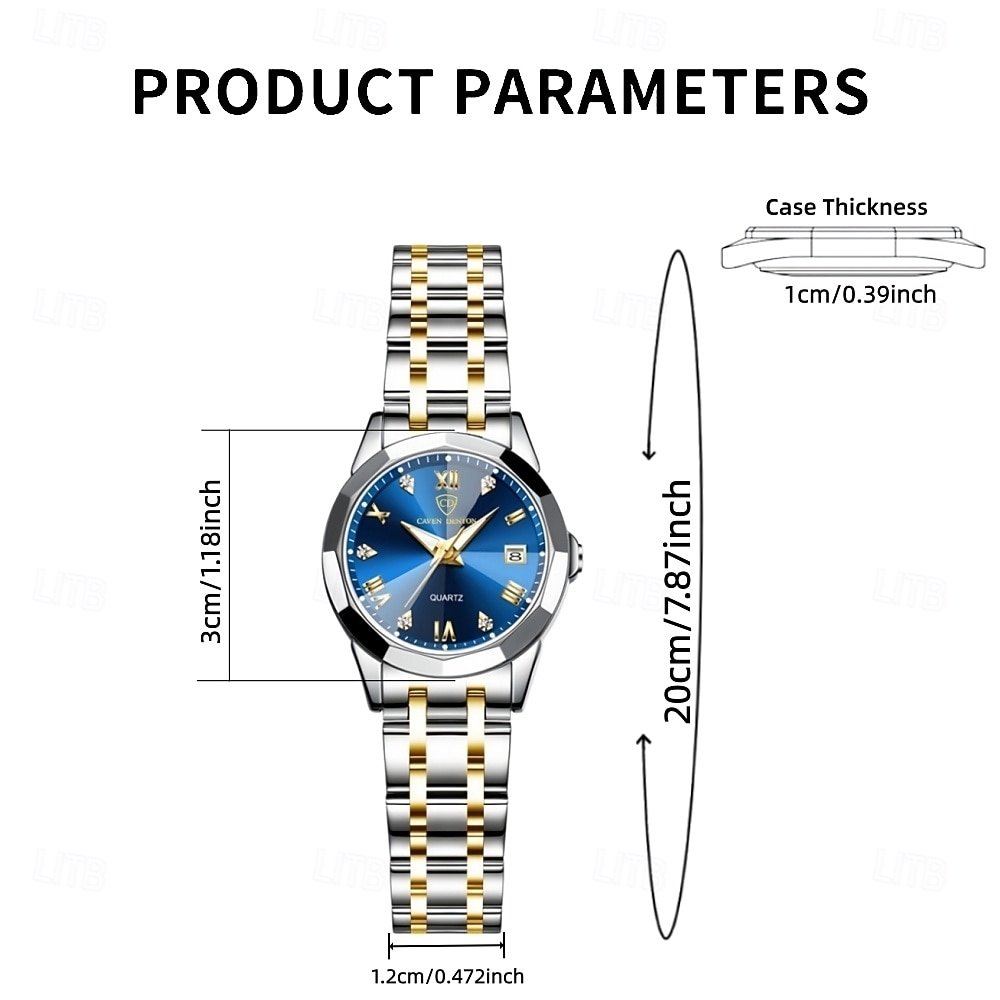 Women's Gold Watch, Luxury Quartz Wristwatch with Date Display, Stainless Steel Link Bracelet, Elegant Roman Numeral Dial with Crystal Accents, Fashion Dress Watch for Her Gift 2026 - $26.99 –P8