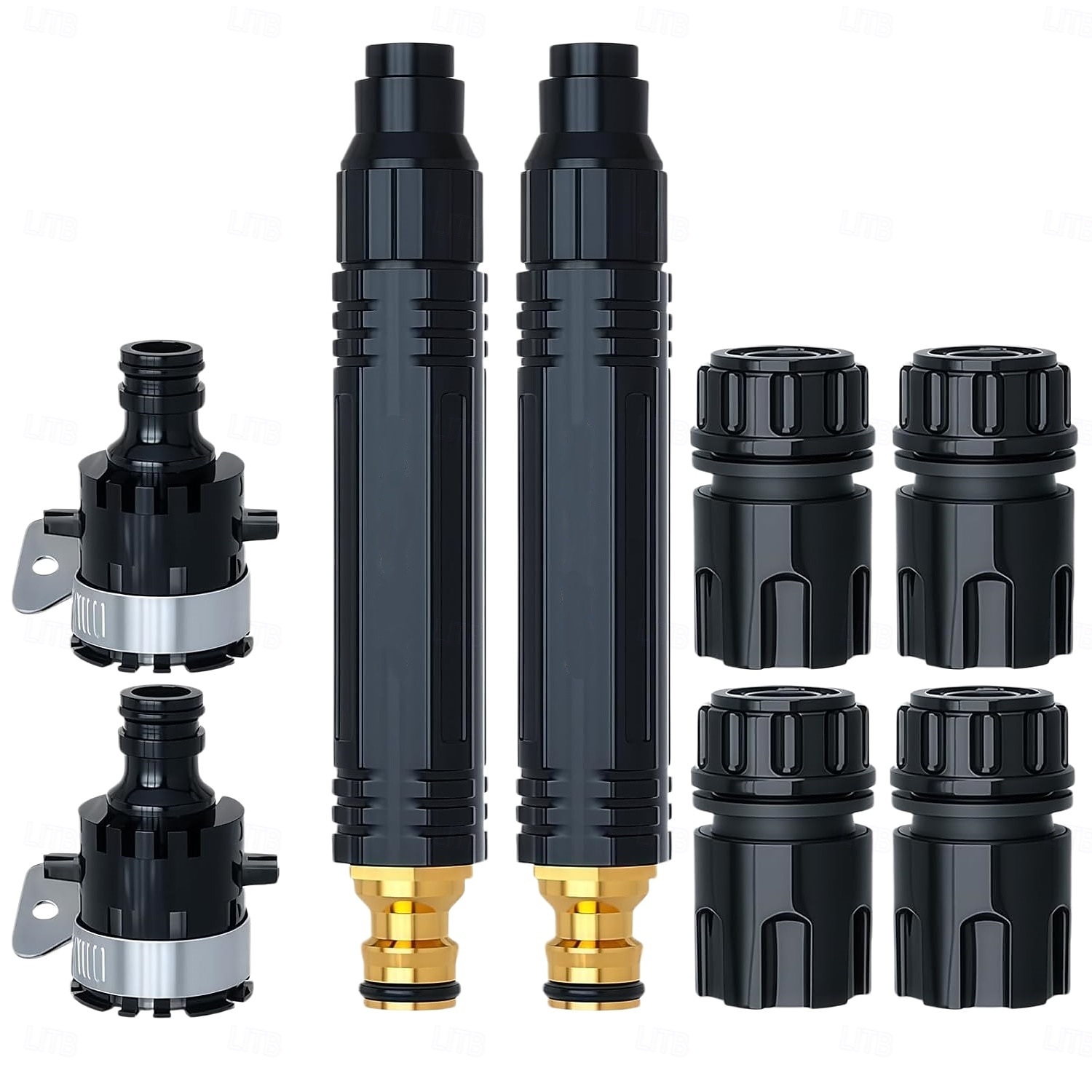Kit de 8 raccords pour tuyau d'arrosage, comprenant des raccords rapides, 2 buses de pulvérisation haute pression, des adaptateurs universels pour robinet et un kit de réparation étanche pour le de 2026 ? $10.99 –P1