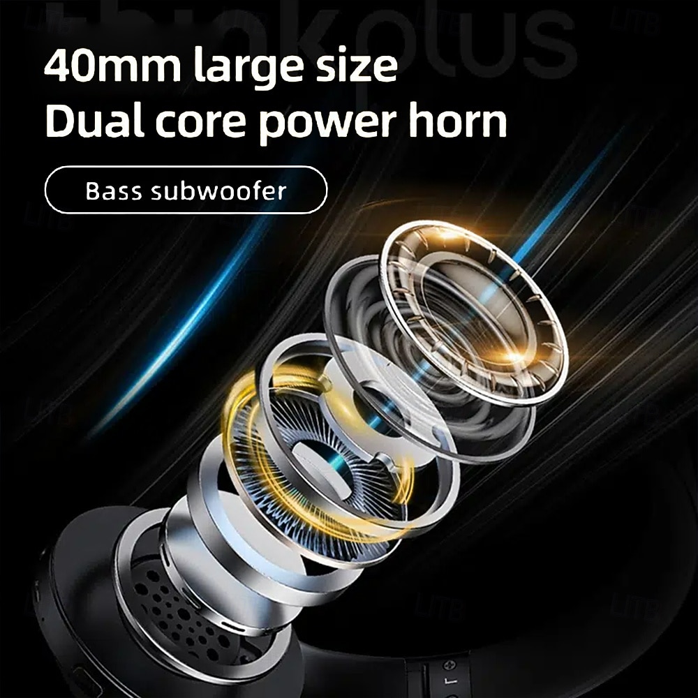 Lenovo ThinkPlus draadloze over-ear hoofdtelefoon, Bluetooth 5.3 headset met microfoon, hifi stereo diepe bas, zachte oorkussens, opvouwbaar voor gaming, reizen, kantoor, compatibel met pc en 2026 - $48.99 –P4