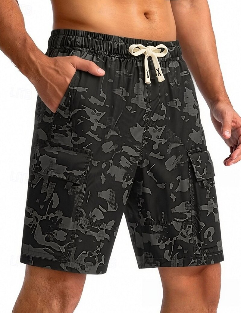 Men's Lightweight Cargo Shorts Comfort Waist Tactical Cargo Shorts Casual Shorts Drawstring Elastic Waist Multi Pocket Camouflage Quick Dry Knee Length Casual Outdoor Streetwear Fashion Streetwear 2026 - $27.99 –P19